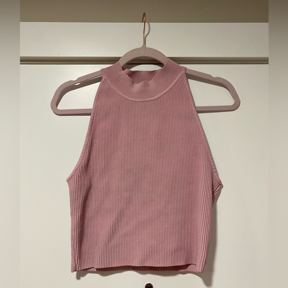 BABATON Sculpt Knit Mockneck Halter Top 🌸🎀